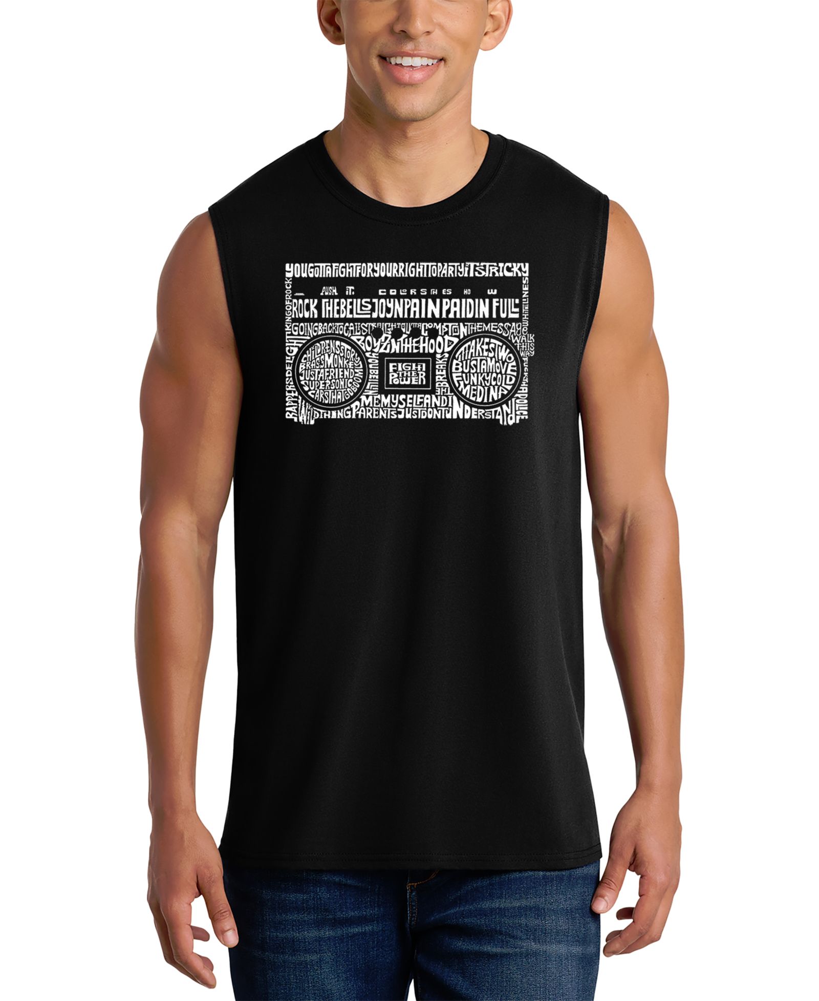 LA Pop Art Men's Vintage Boombox Graphic Tank Top