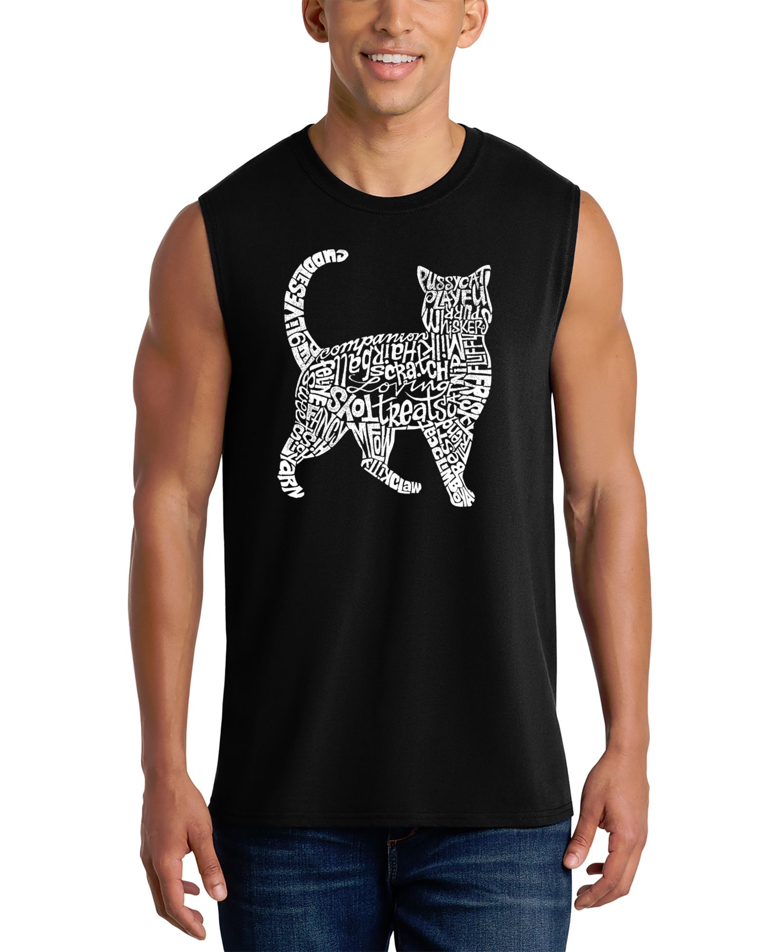 LA Pop Art Men's Walking Cat Graphic Tank Top