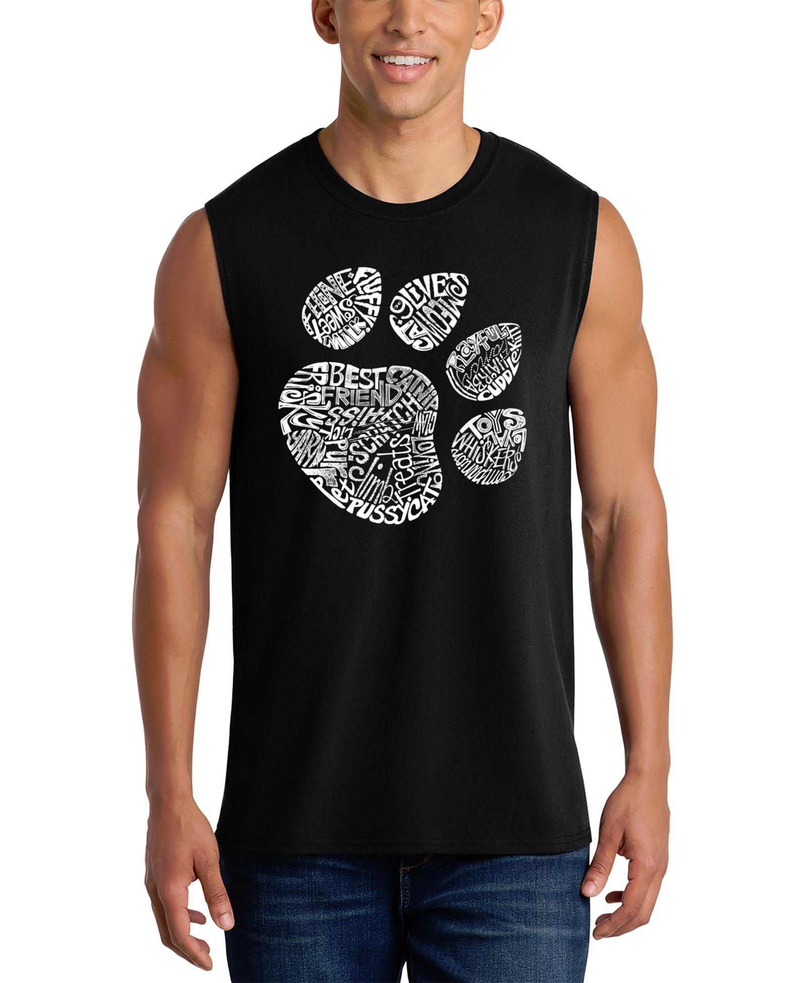 LA Pop Art Men's Paw Print Graphic Tank Top