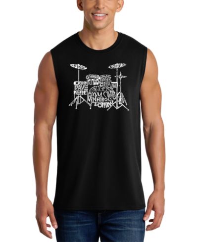LA Pop Art Men's Drum Set Word Art Graphic Tank Top