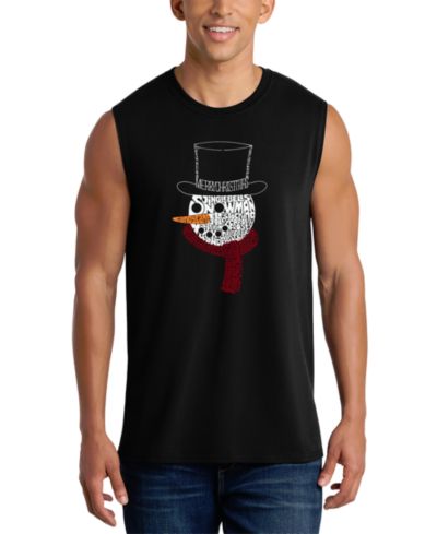 LA Pop Art Men's Snowman Top Hat Winter Word Art Graphic Tank Top