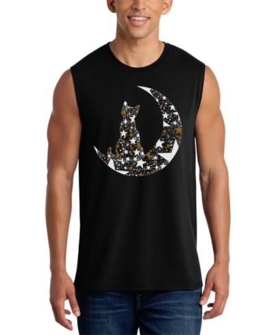 LA Pop Art Men's Moon and Cat Graphic Tank Top