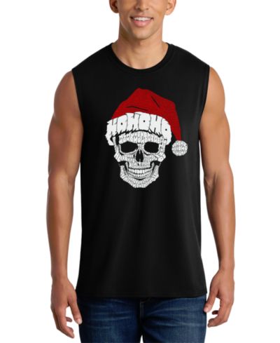 LA Pop Art Men's Santa Skull Christmas Hat Design Tank Top