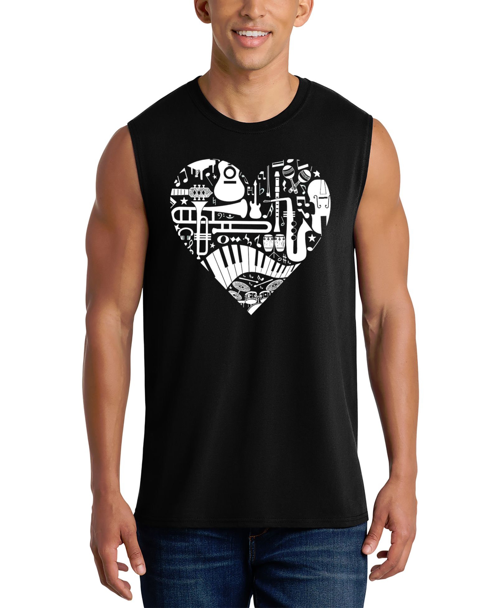 LA Pop Art Men's City Skyline Heart Design Tank Top