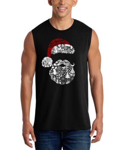 LA Pop Art Men's Santa Beard Face Design Tank Top