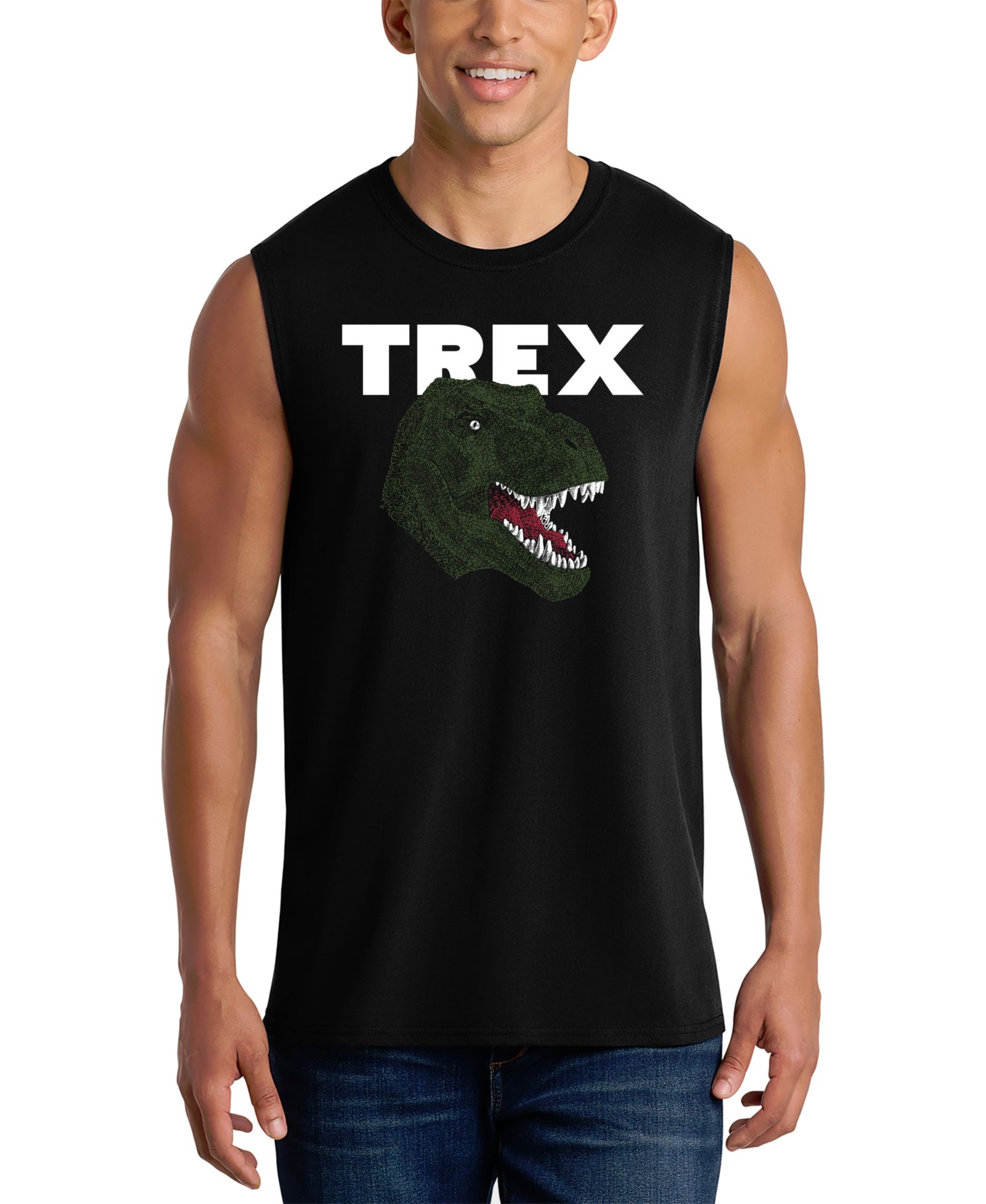 LA Pop Art Men's T-Rex Dinosaur Head Graphic Tank Top