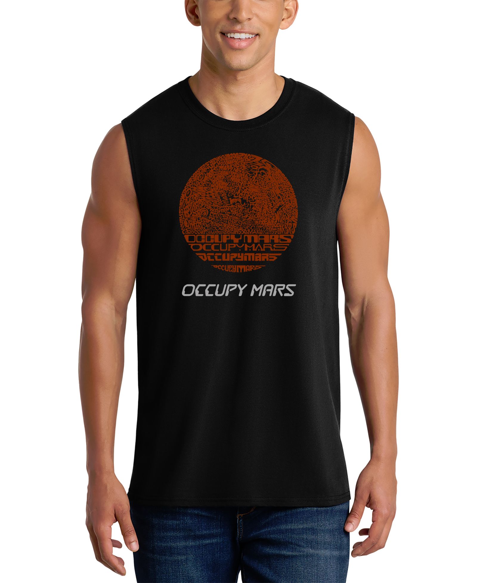 LA Pop Art Men's Occupy Mars Planet Graphic Tank Top