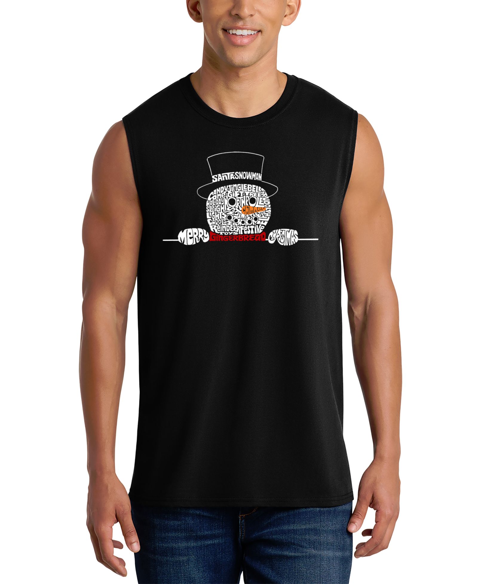LA Pop Art Men's Snowman Word Art Tank Top