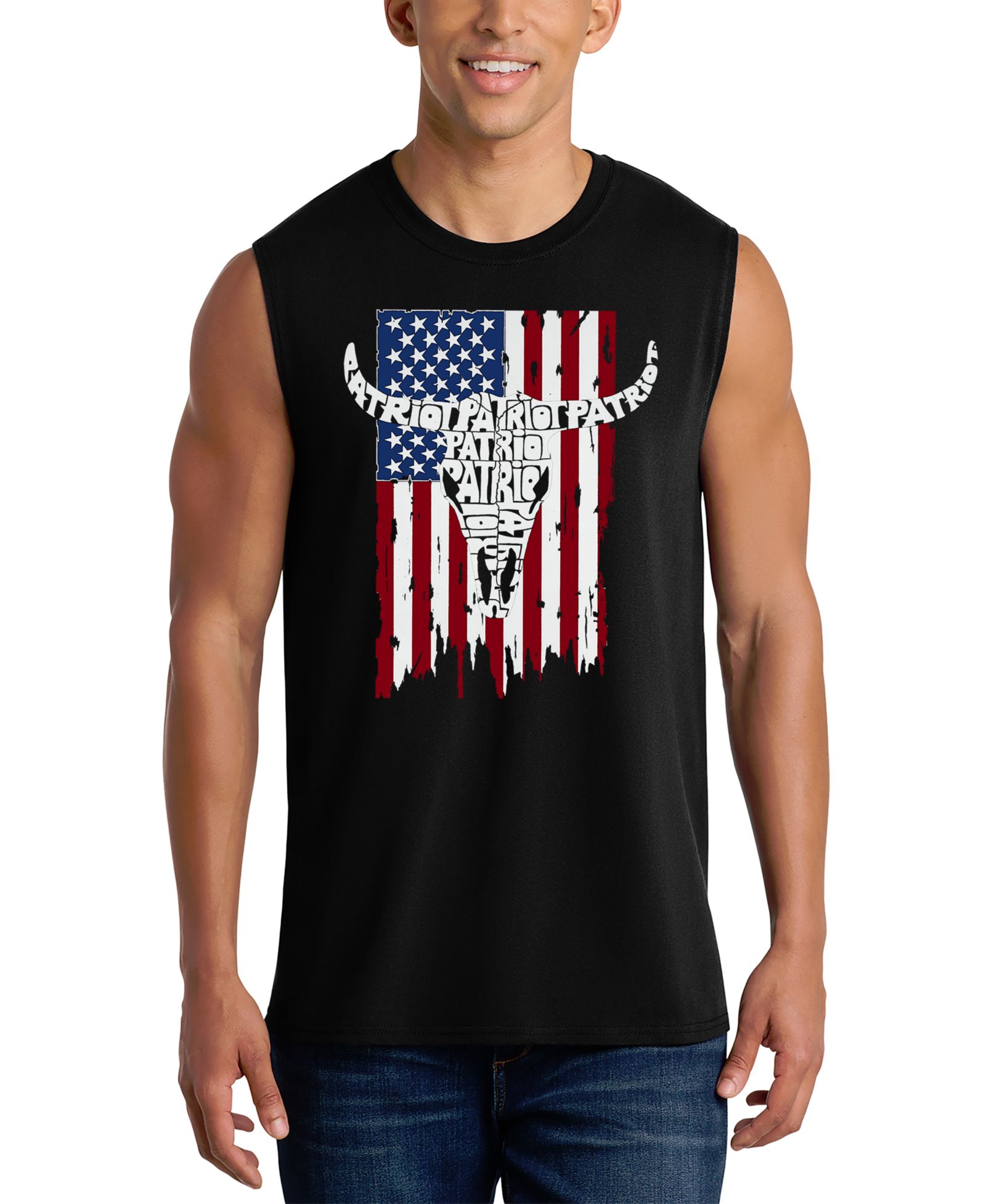 LA Pop Art Men's Cow Skull Tank Top