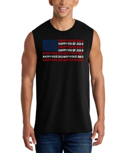 LA Pop Art Men's American Flag Word Art Tank Top
