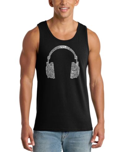 LA Pop Art Men's Headphone Word Art Tank Top