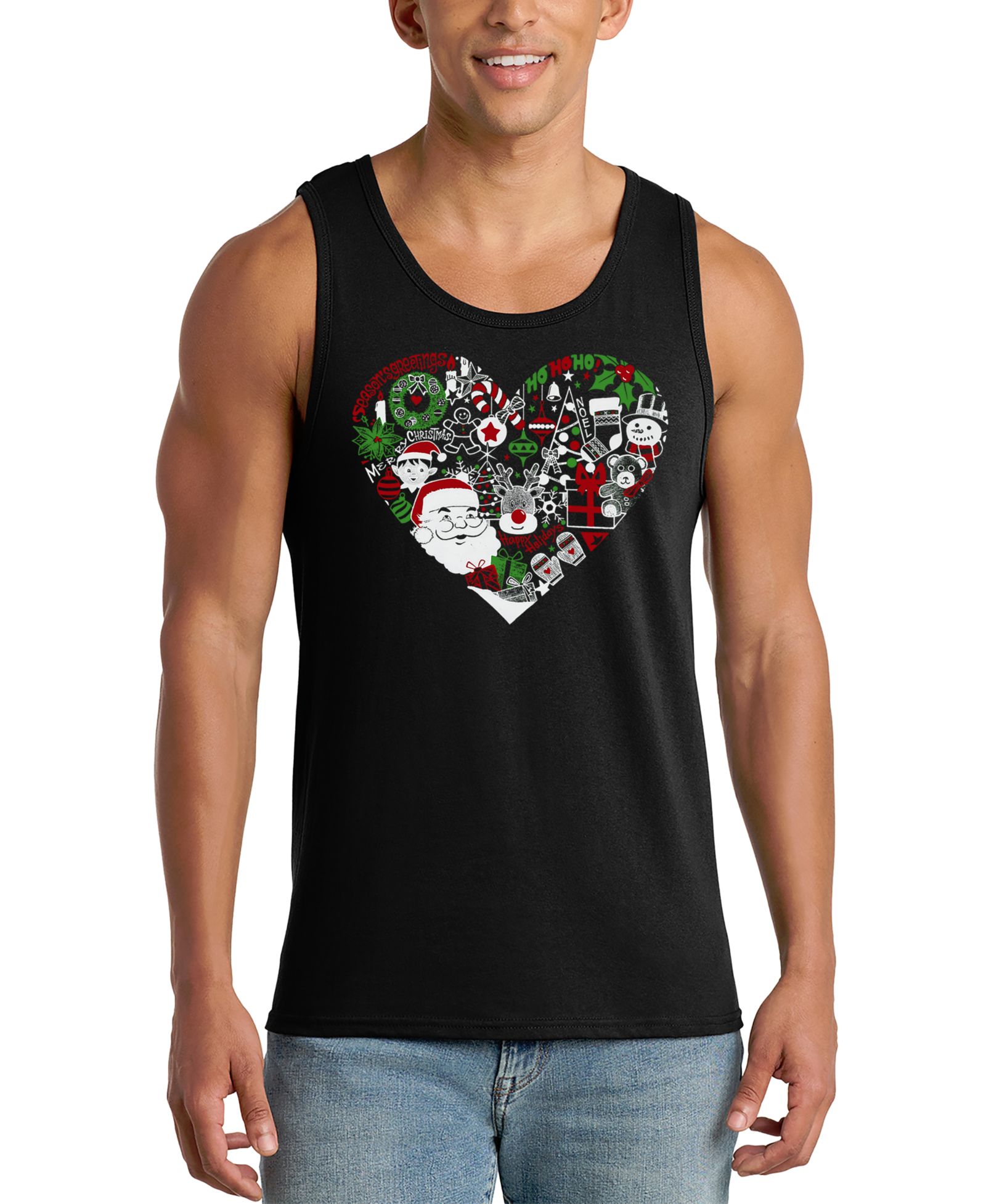 LA Pop Art Men's Christmas Theme Print Tank Top