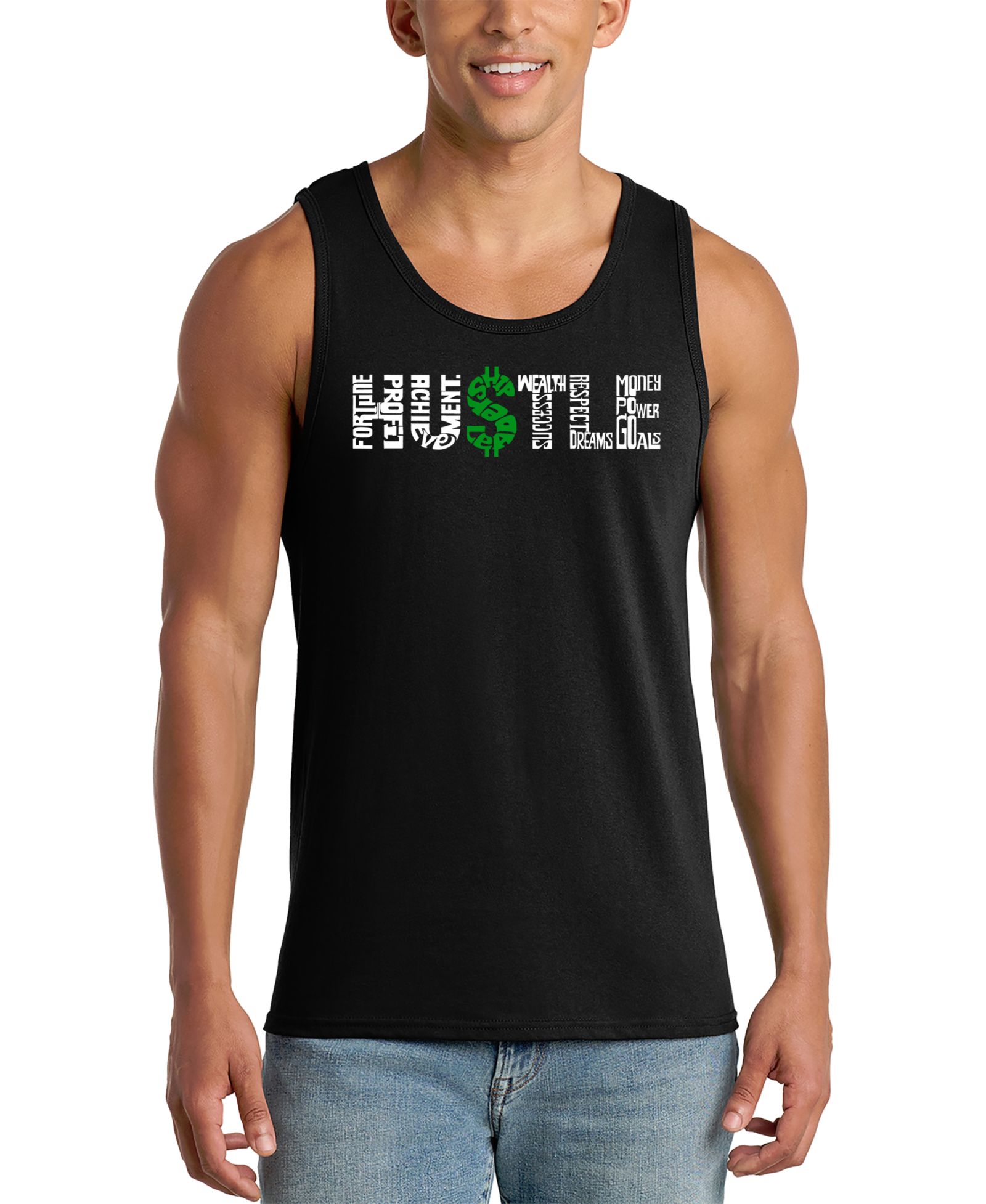LA Pop Art Men's Hustle Word Art Tank Top