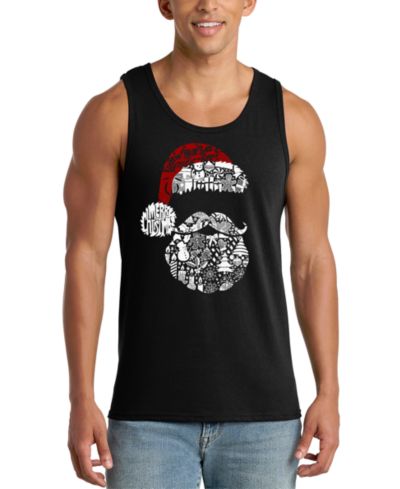 LA Pop Art Men's Santa Face Word Art Tank Top