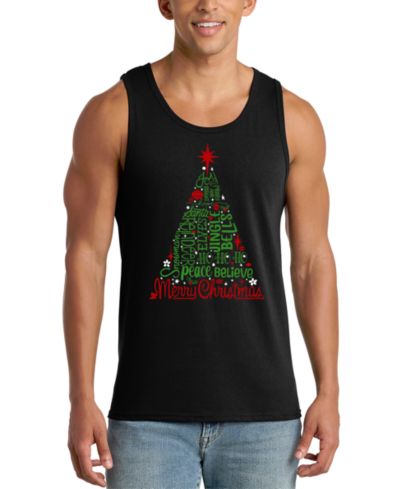LA Pop Art Men's Christmas Tree Word Art Tank Top