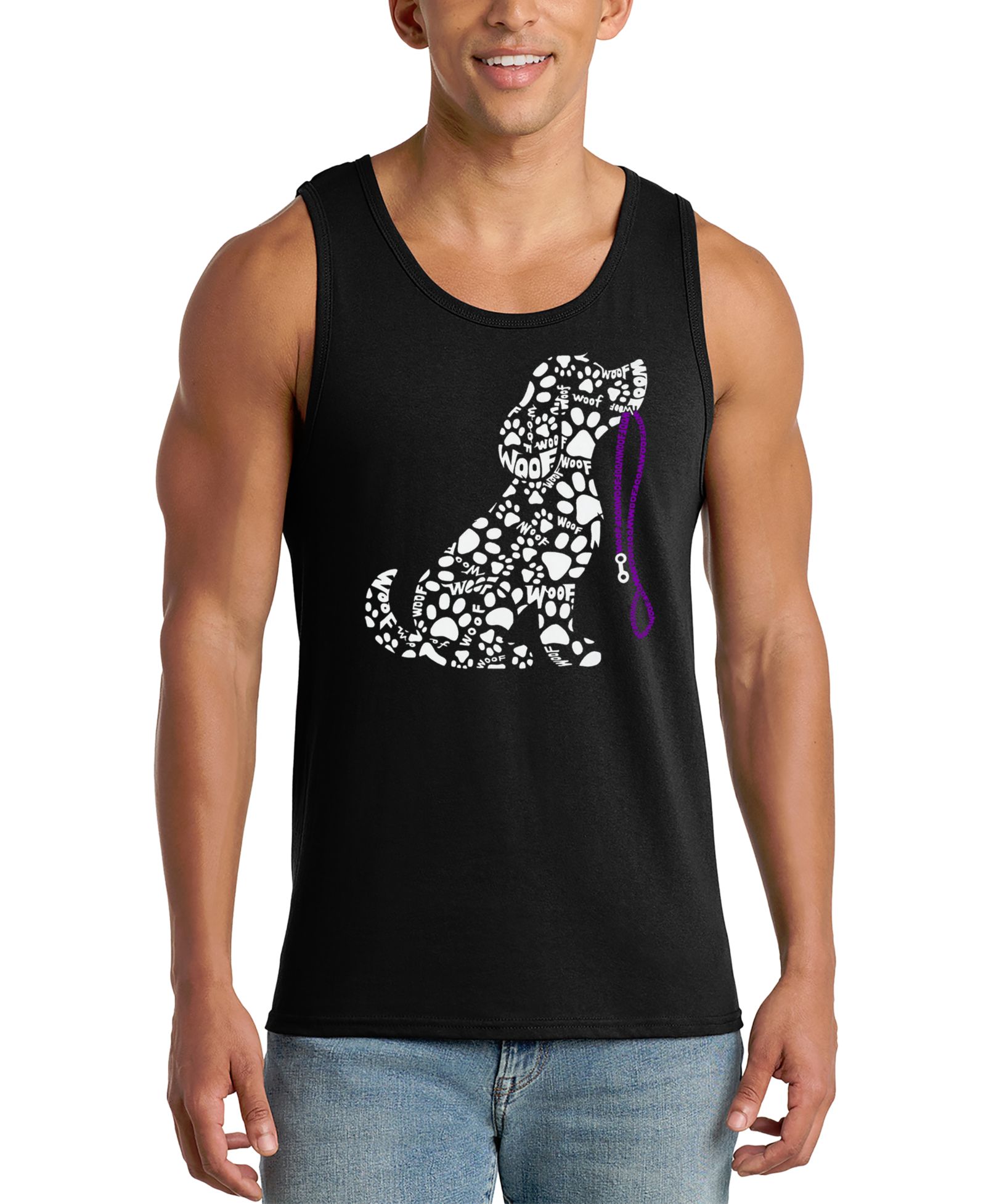 LA Pop Art Men's Woof and Paw Print Tank Top