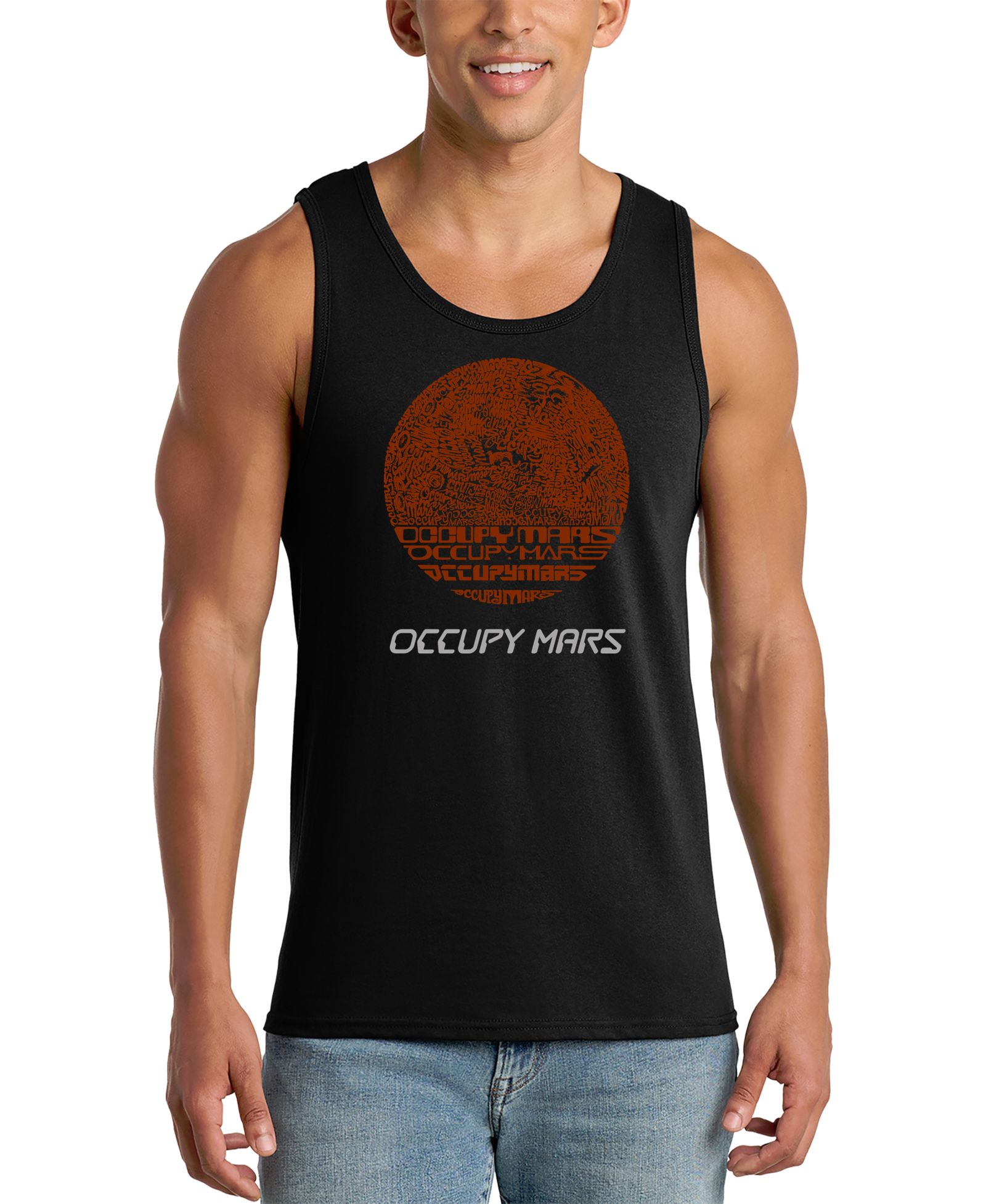 LA Pop Art Men's Occupying Mars Word Art Tank Top