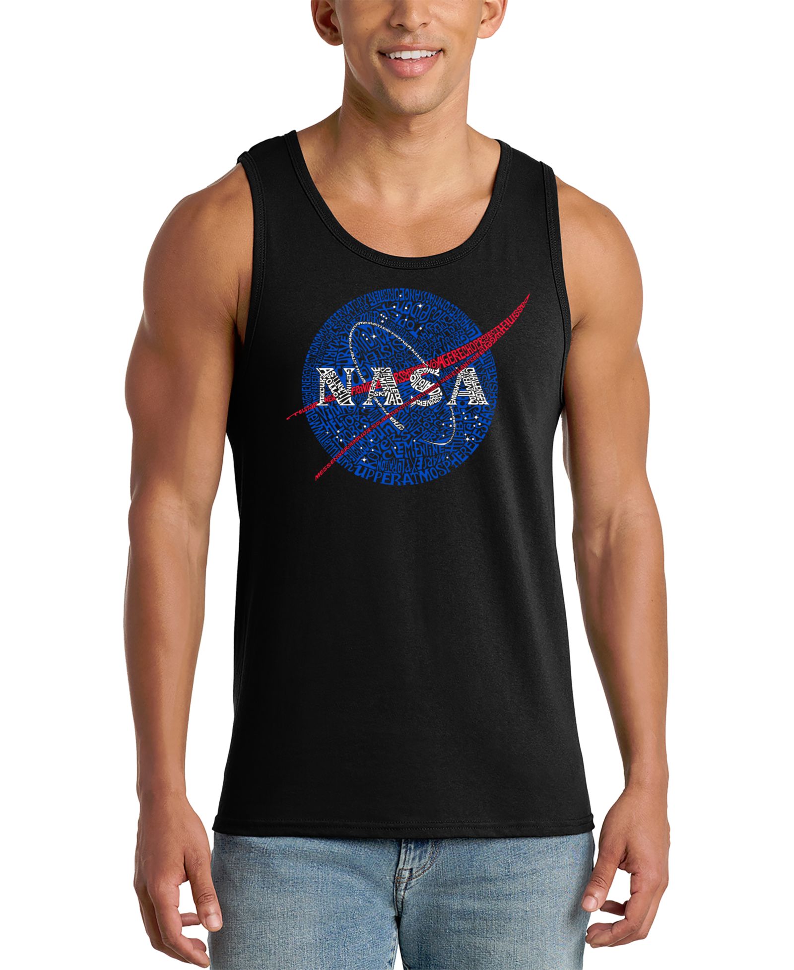 LA Pop Art Men's NASA Insignia Meatball Logo Graphic Tank Top