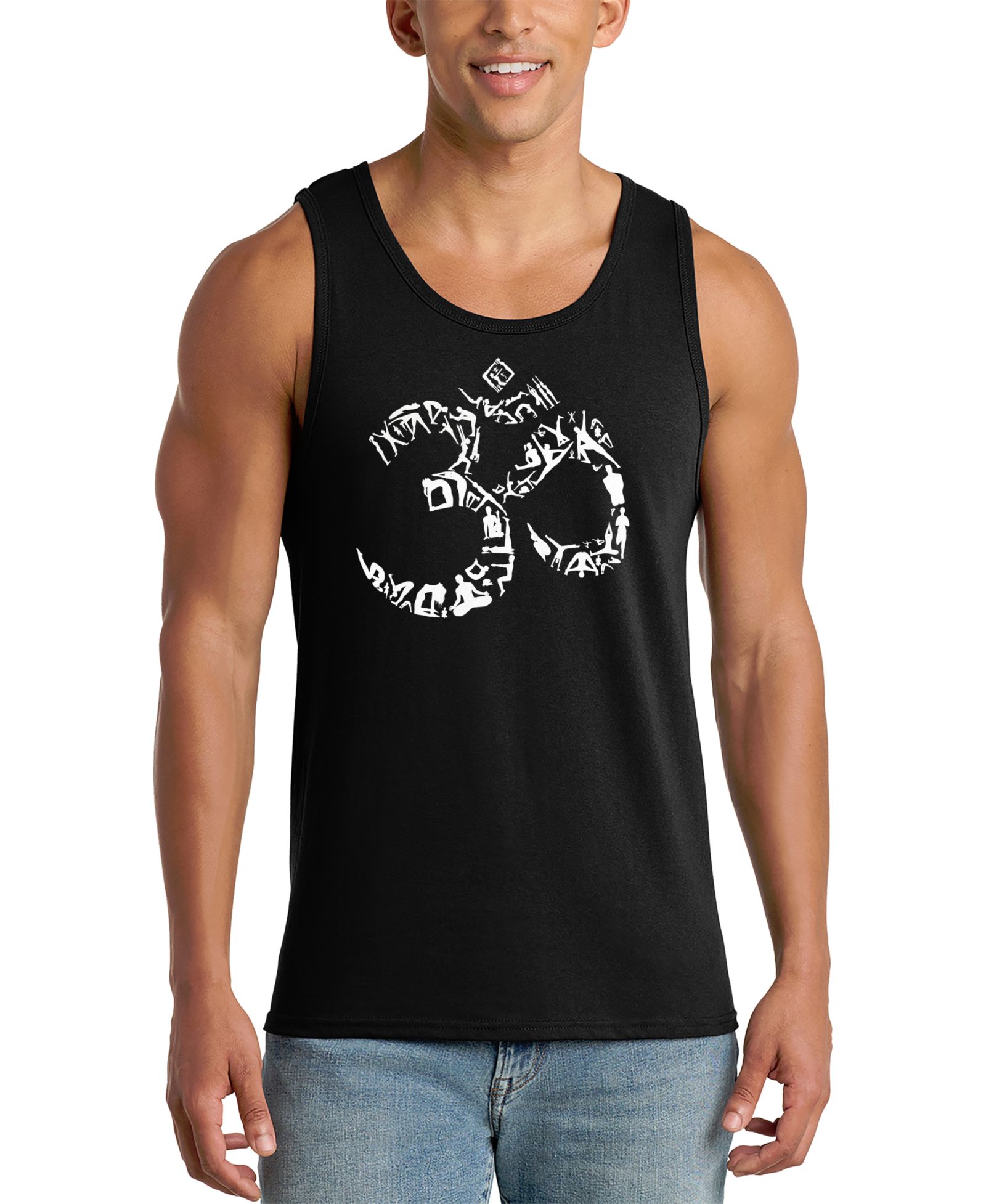 LA Pop Art Men's Om Symbol Spiritual Word Art Graphic Tank Top