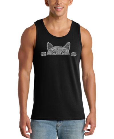 LA Pop Art Men's Peeking Cat Graphic Tank Top