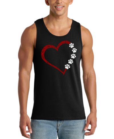 LA Pop Art Men's Cat and Dog Love Heart Graphic Tank Top
