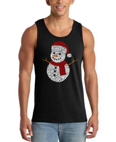 LA Pop Art Men's Snowman Christmas Word Art Tank Top