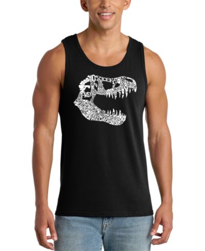 LA Pop Art Men's T-Rex Skull Word Art Graphic Tank Top