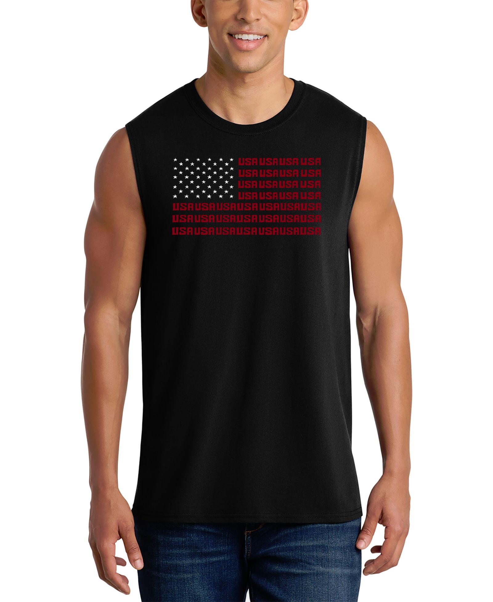 LA Pop Art Men's USA Flag Patriotic Graphic Tank Top