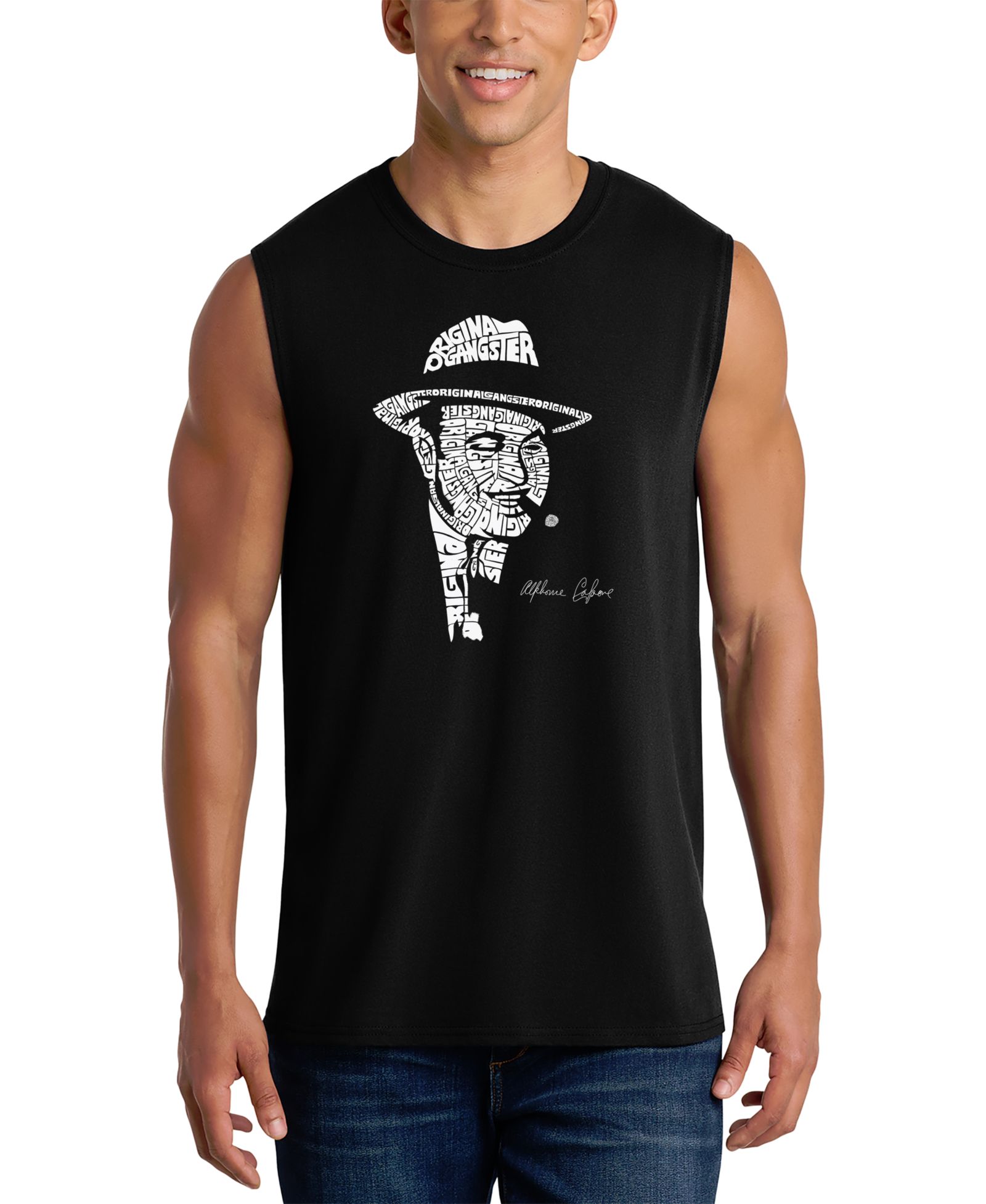 LA Pop Art Men's Original Gangster Portrait Word Art Tank Top