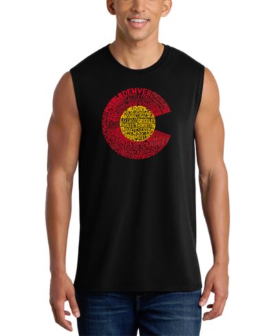 LA Pop Art Men's Colorado Word Art Mountain Badge Tank Top