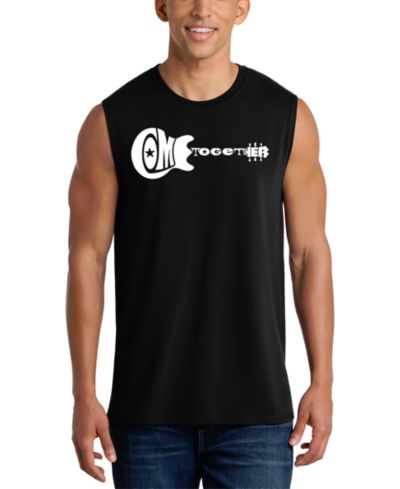 LA Pop Art Men's Come Together Guitar Word Art Tank Top