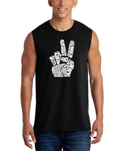 LA Pop Art Men's Peace Sign Word Art Tank Top