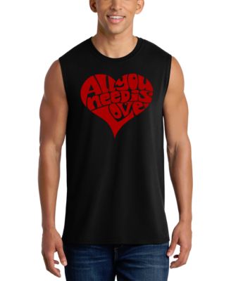 LA Pop Art Men's All You Need Is Love Word Art Crewneck Tank Top