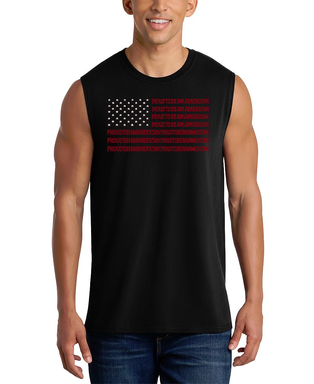 Танк-топ LA Pop Art Men's American Flag Word Art Crewneck