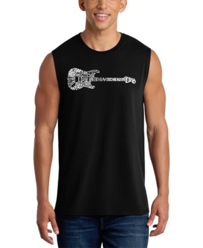 LA Pop Art Men's Guitar Horizontal Word Art Graphic Tank Top