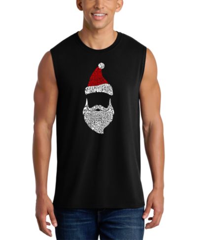 LA Pop Art Men's Santa Beard Hat Christmas Word Art Graphic Tank Top