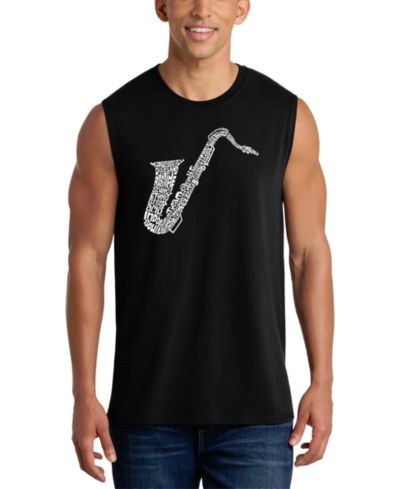 LA Pop Art Men's Saxophone Music Word Art Graphic Tank Top