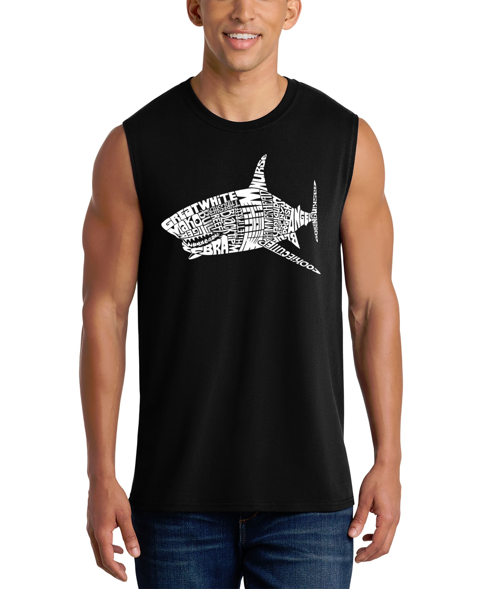 LA Pop Art Мужской топ Shark Word Art