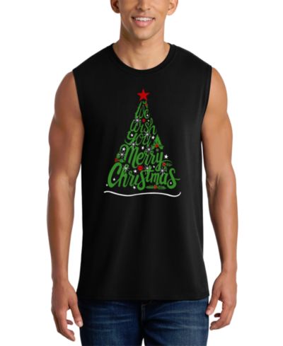 LA Pop Art Men's Merry Christmas Tree Script Graphic Tank Top