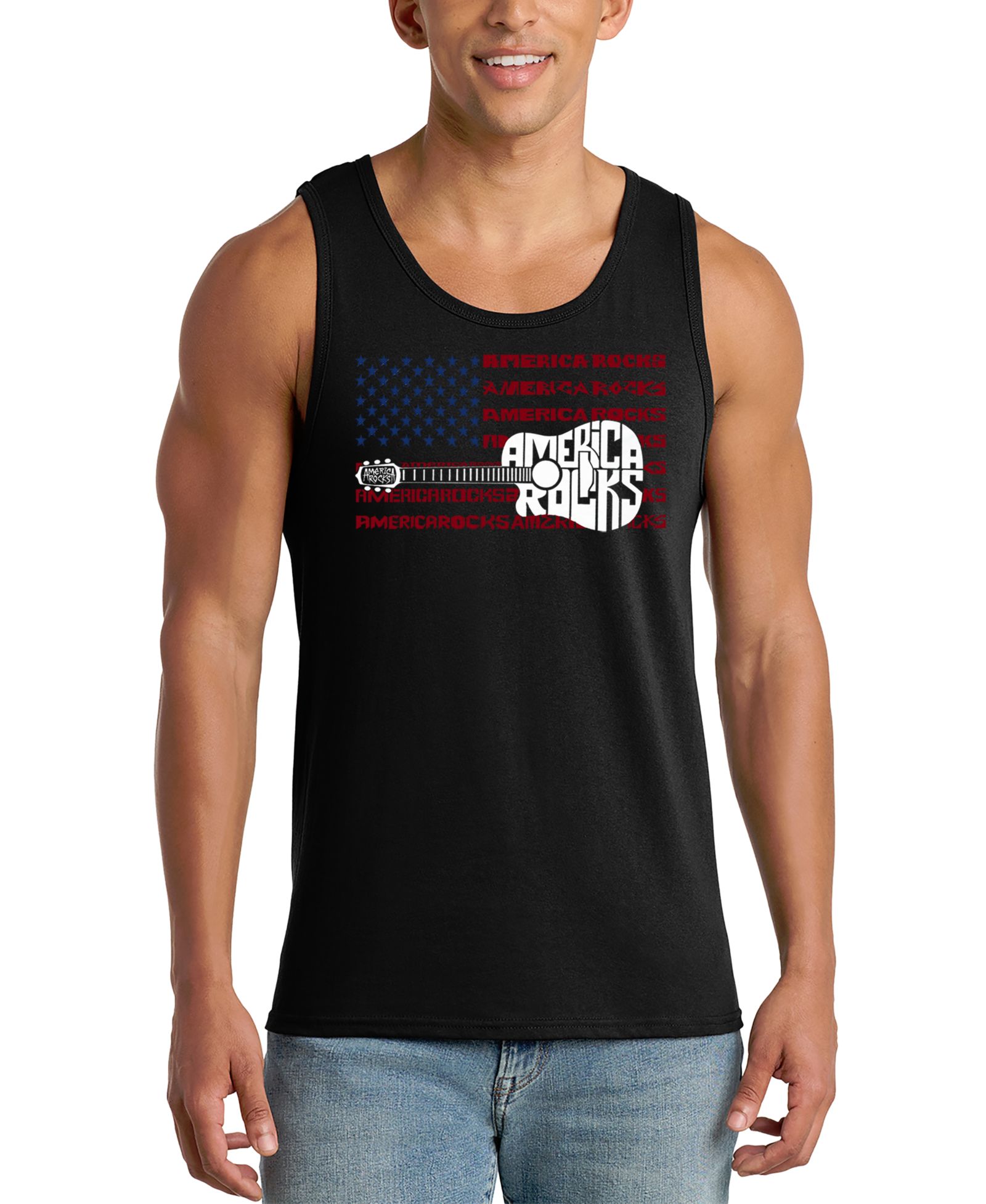 LA Pop Art Men's America Rocks Flag Graphic Tank Top