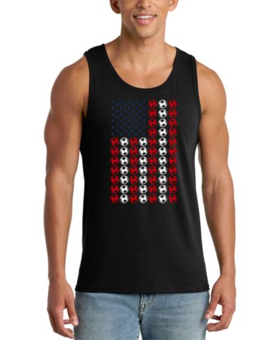 LA Pop Art Men's Soccer Ball American Flag Graphic Tank Top