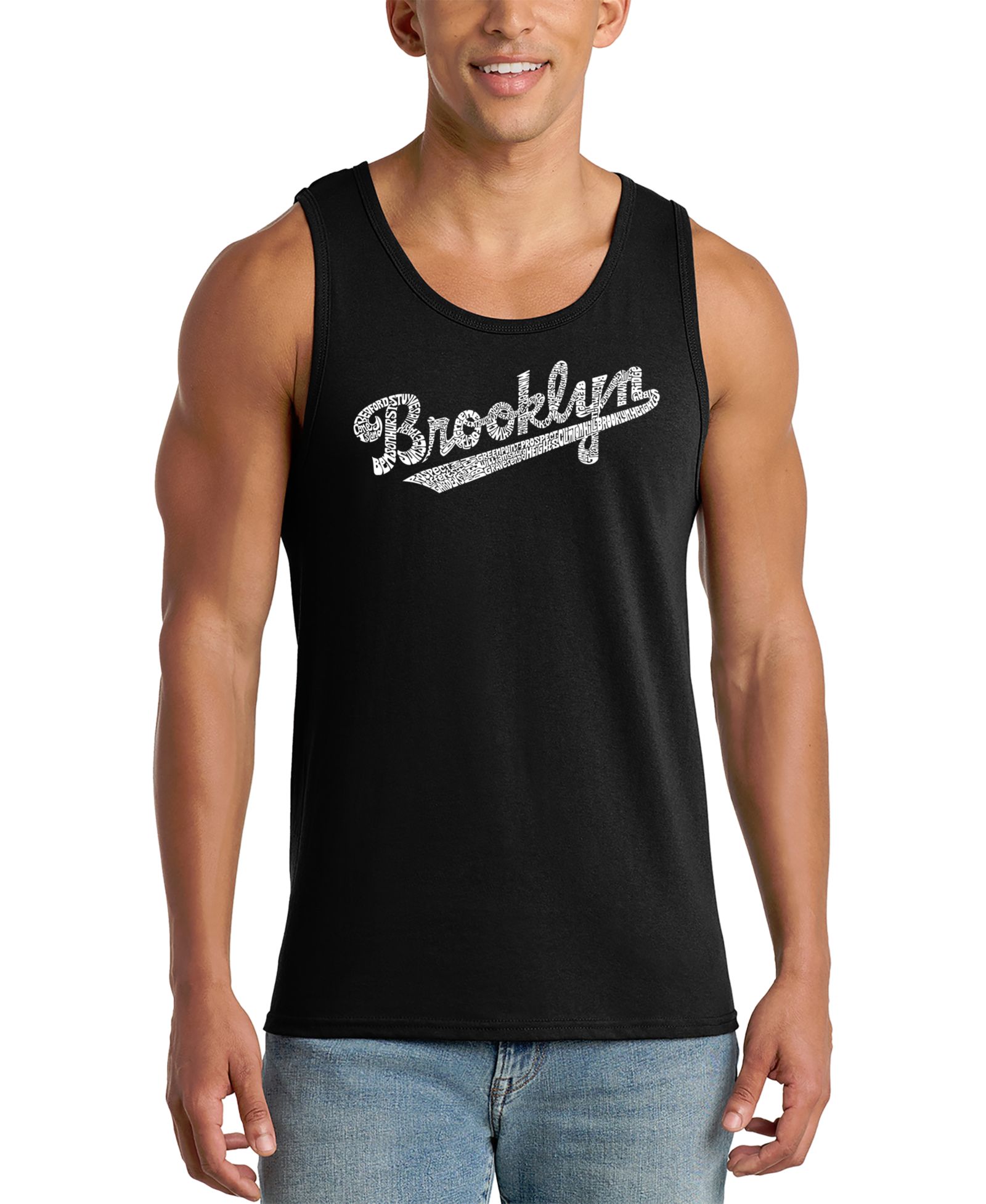 LA Pop Art Men's Brooklyn Script Graphic Tank Top