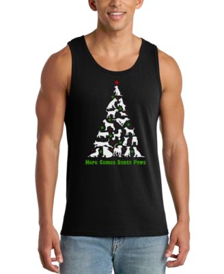 LA Pop Art Men's Santa Claus Dog Tree Word Art Graphic Tank Top