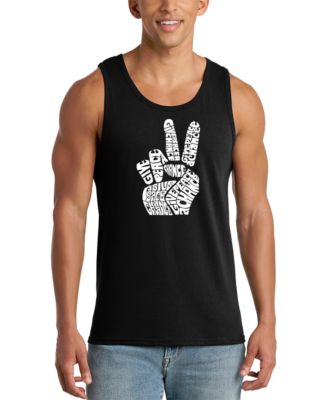 LA Pop Art Men's Give Peace A Chance Word Art Graphic Tank Top