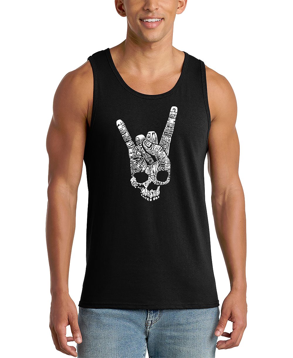 Мужской топ LA Pop Art Rock Skull Hand Gesture Word Art Graphic Tank Top