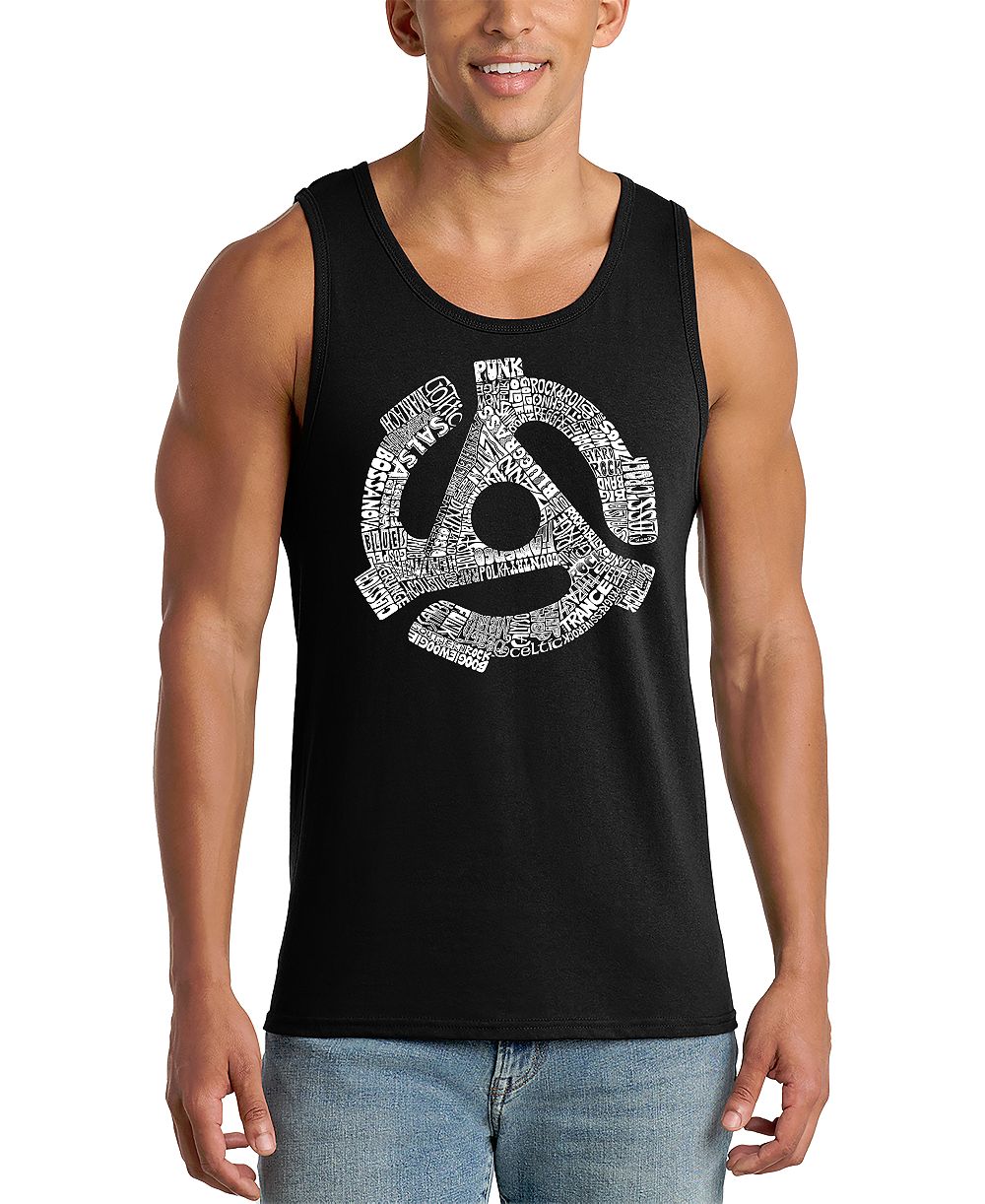 LA Pop Art Men's Record Adapter Word Art Graphic Tank Top
