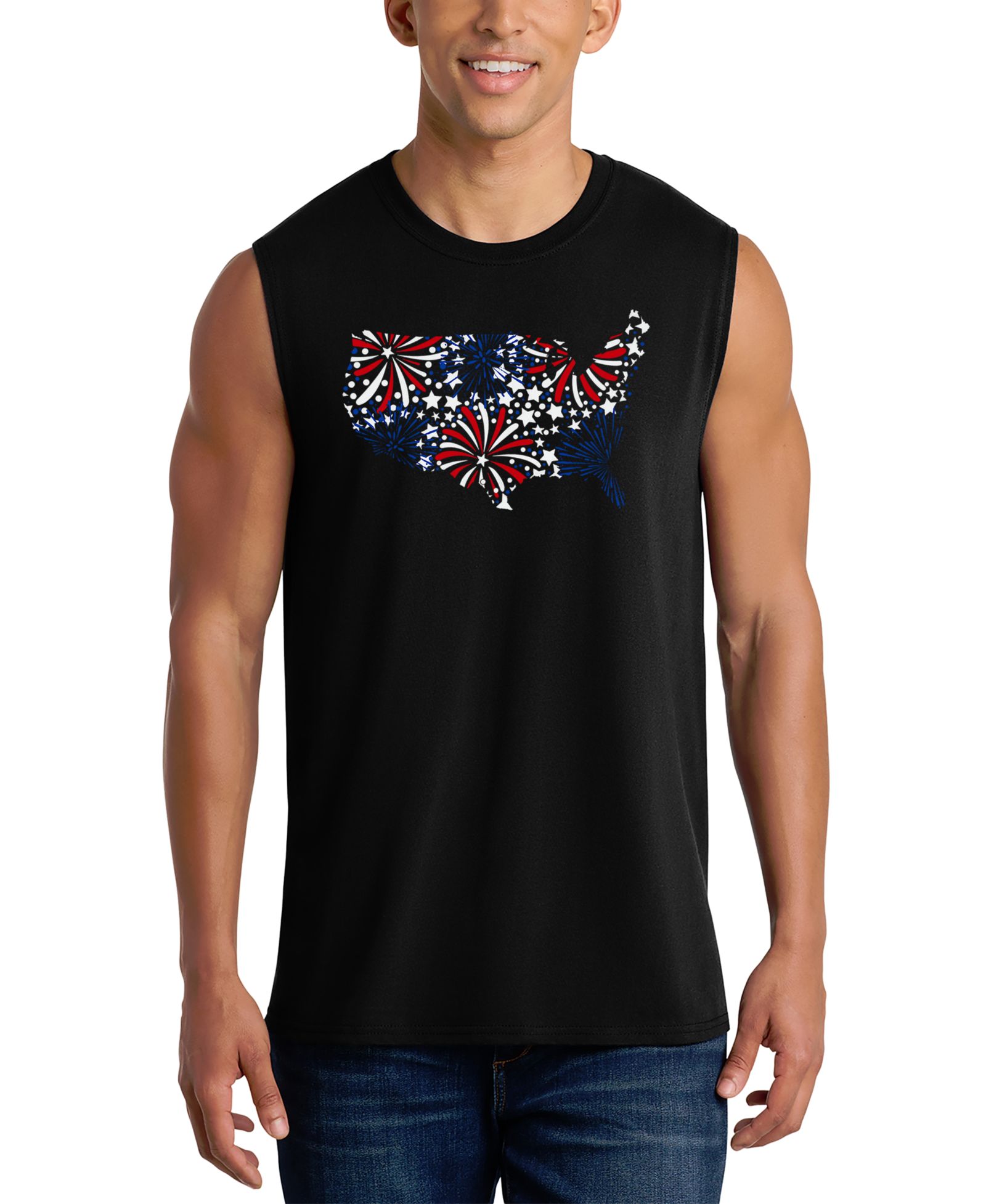 Мужской топ LA Pop Art American Flag Fireworks Graphic, майка