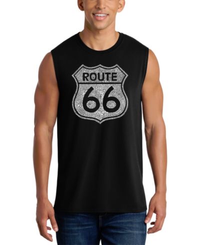 LA Pop Art Men's Route 66 Vintage Highway Shield Graphic Tank Top