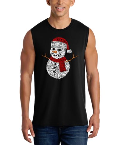 LA Pop Art Men's Snowman Christmas Word Art Graphic Tank Top