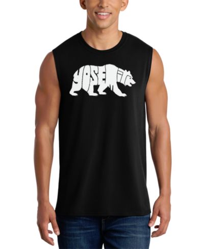 LA Pop Art Men's Bear Explore Word Art Graphic Tank Top